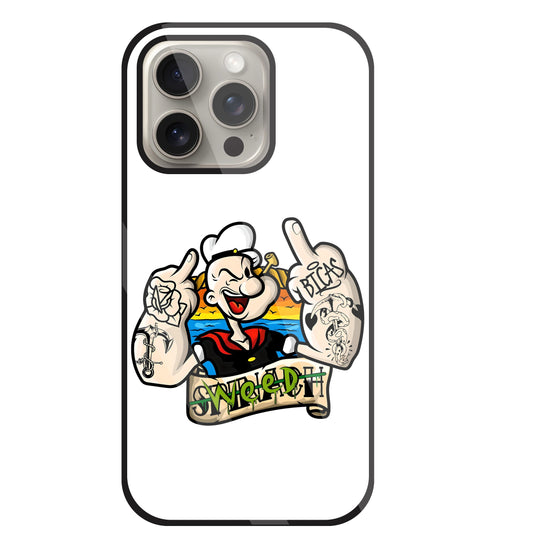 Popeye Weed Glass Case For Apple iPhone 15 Pro