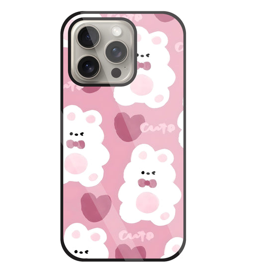 Rabbit With Heart Glass Case For Apple iPhone 15 Pro