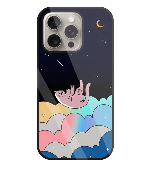 Space Cat Art Glass Case For Apple iPhone 15 Pro