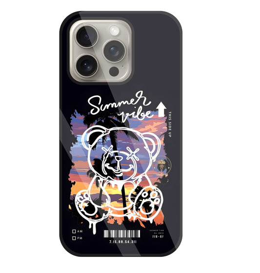 Summer Vibe Bear Glass Case For Apple iPhone 15 Pro