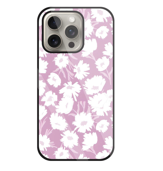 White Sunflower Glass Case For Apple iPhone 15 Pro