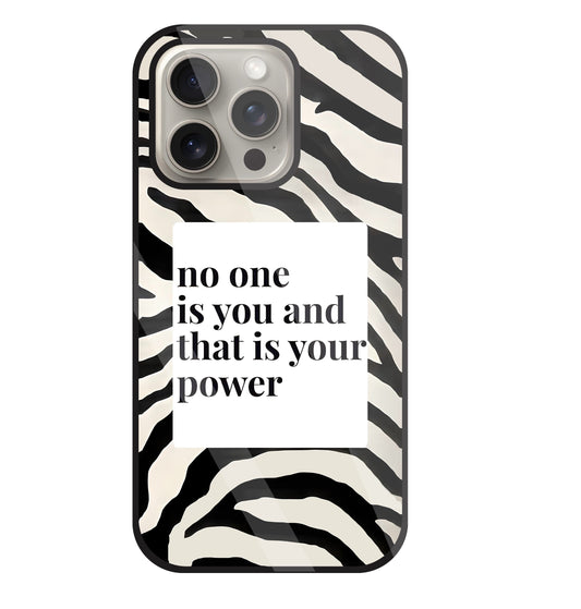Zebra pattern with quote Glass Case For Apple iPhone 15 Pro