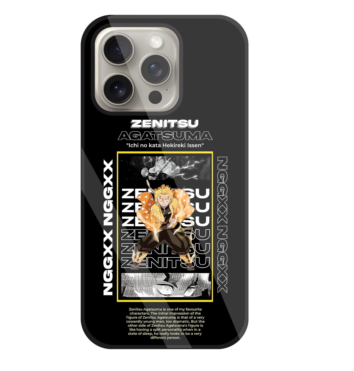 Zenitsu Anime Glass Case For Apple iPhone 15 Pro