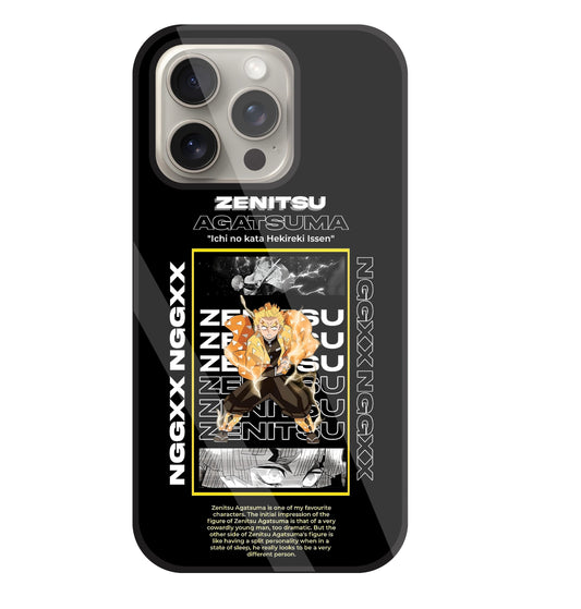 Zenitsu Anime Glass Case For Apple iPhone 15 Pro
