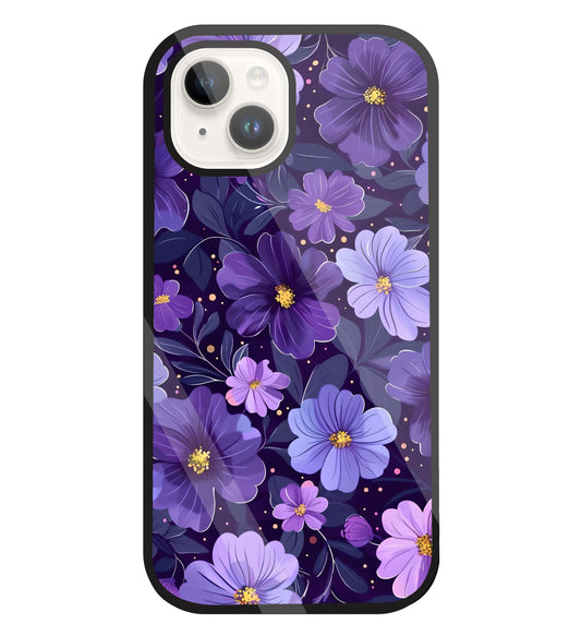 Purple Flower Blooms Glass Case For Apple iPhone 15