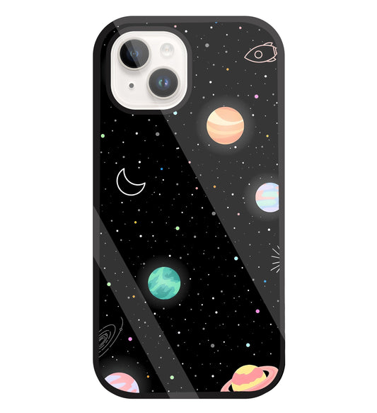 Space Galaxy Glass Case For Apple iPhone 15