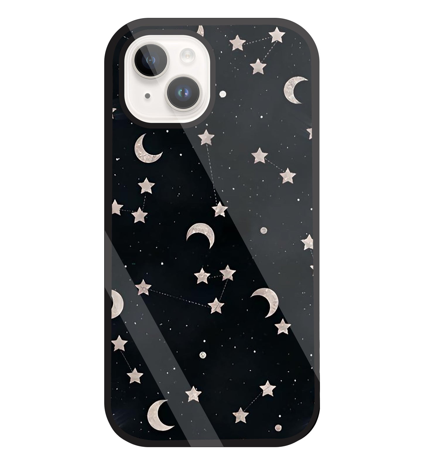 Star And Hulf Moon Space Glass Case For Apple iPhone 15