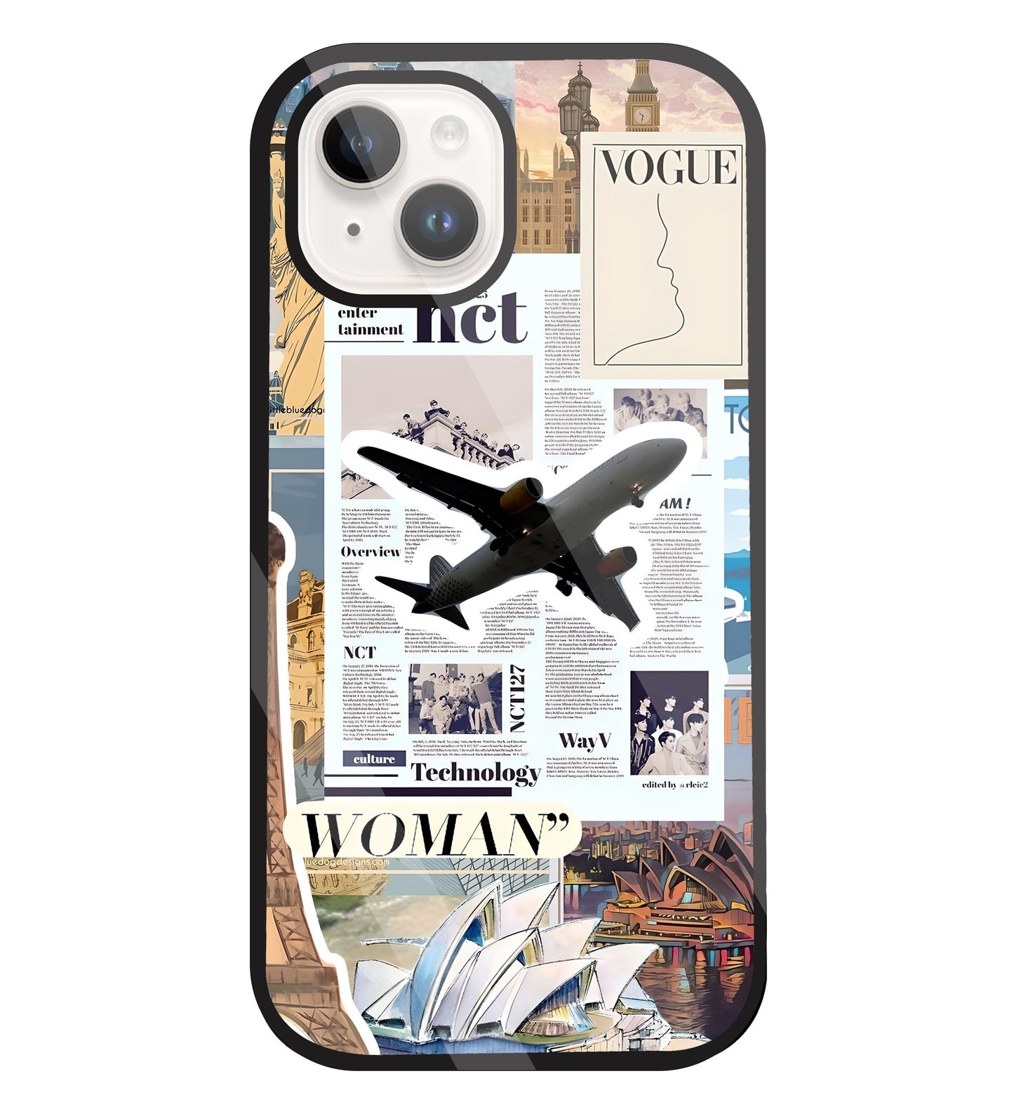 Woman Aeroplane Glass Case For Apple iPhone 15