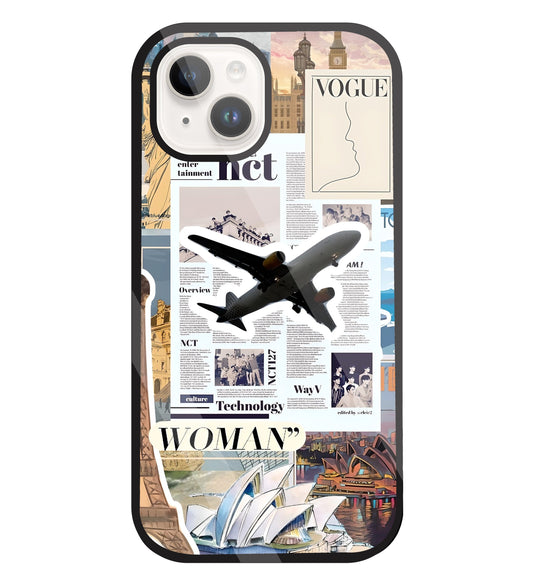 Woman Aeroplane Glass Case For Apple iPhone 15