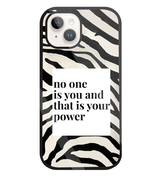 Zebra pattern with quote Glass Case For Apple iPhone 15