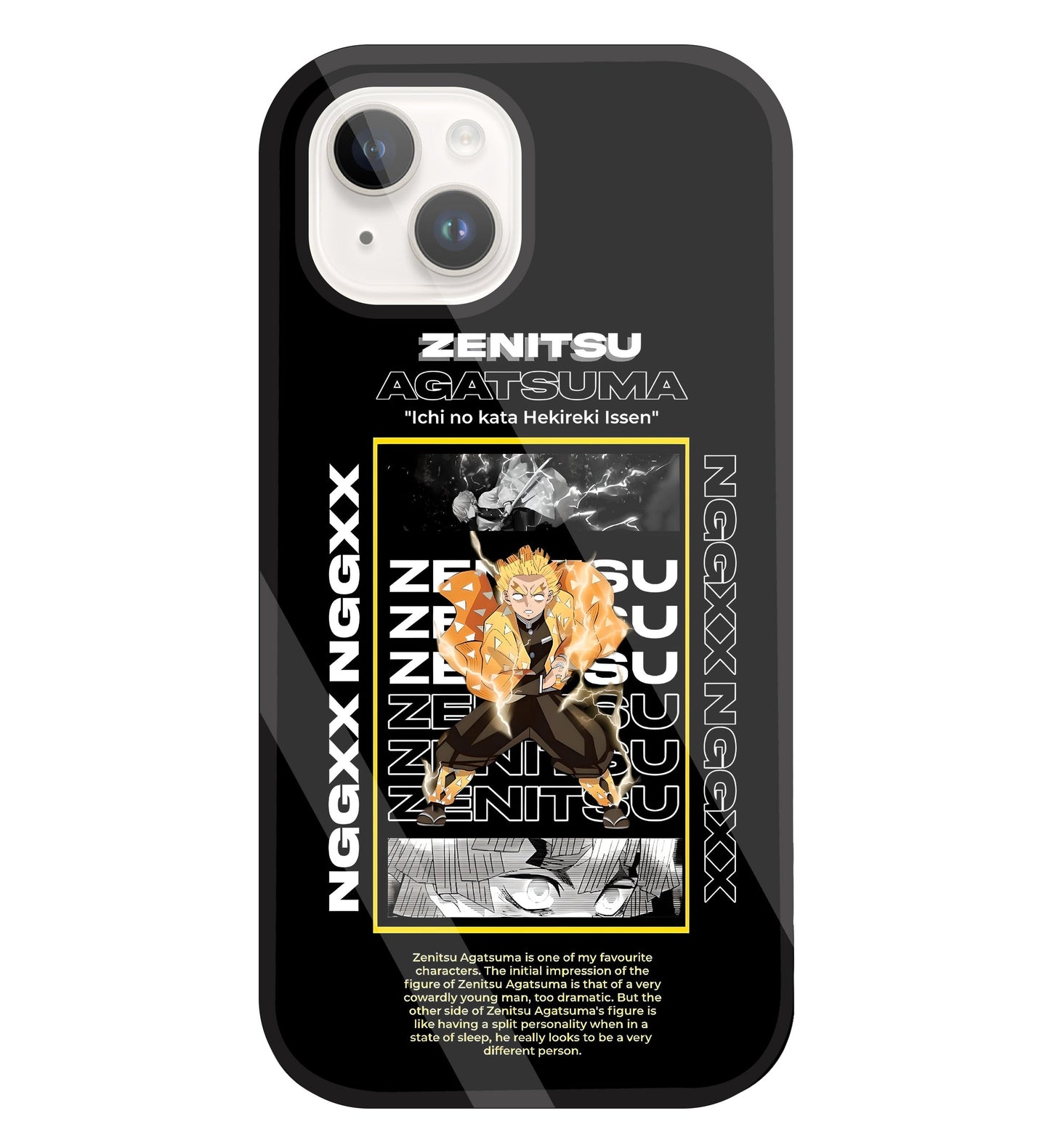 Zenitsu Anime Glass Case For Apple iPhone 15