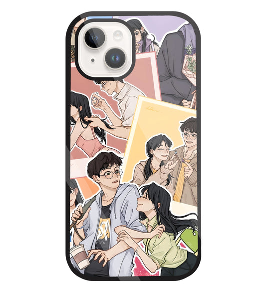 Korean Couples Glass Case For Apple iPhone 15
