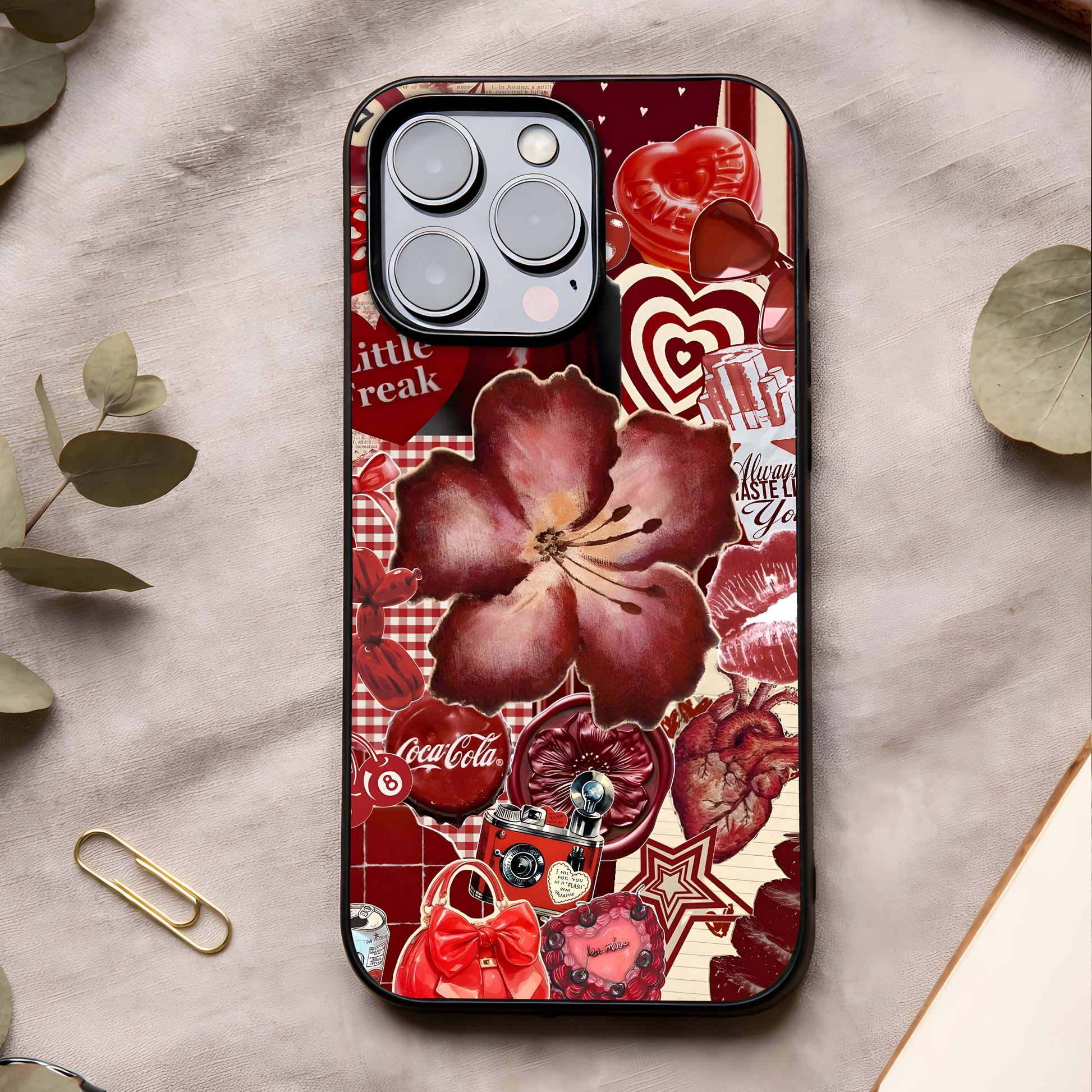 Aesthetic Little Freak Glass Case showing full back design in clean flat view with bold artwork and glossy glass finish.