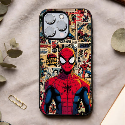Aesthetic Spider Glass Case showing full back design in clean flat view with detailed artwork and glossy glass finish.