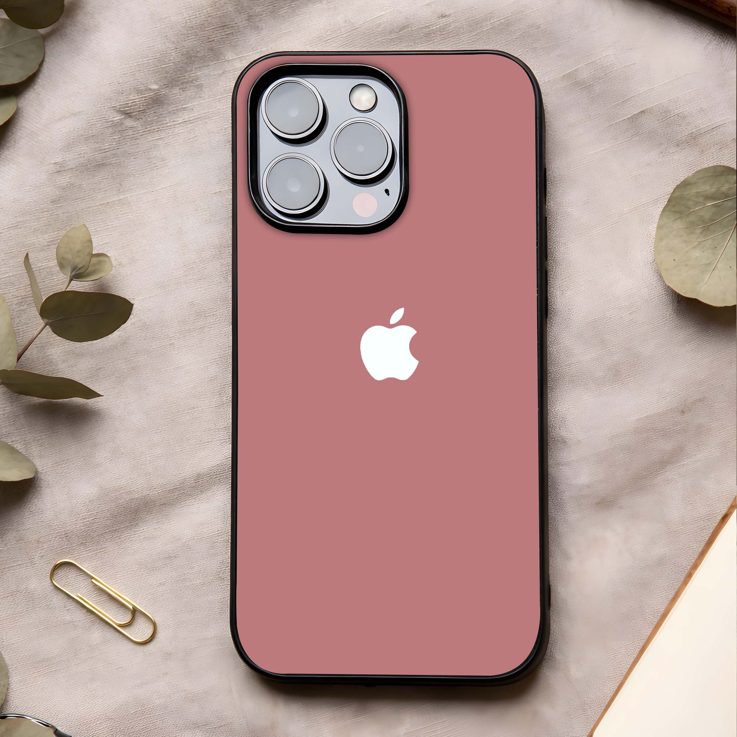 Apple Harmony Glass Case showing full back design in clean flat view with balanced composition and glossy glass finish.