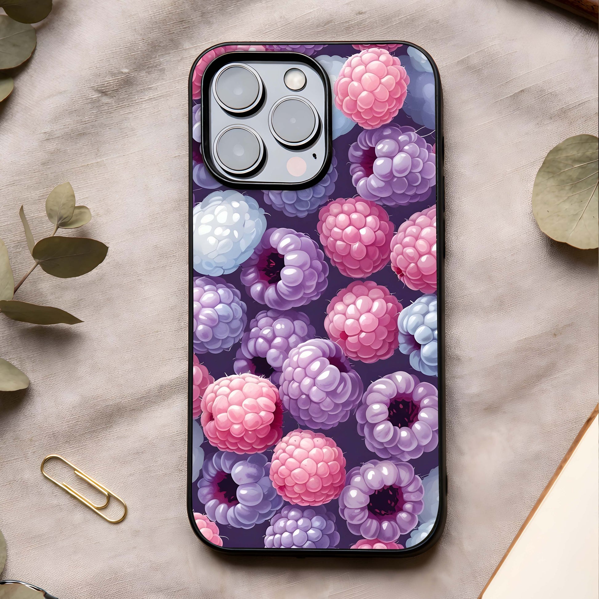 Berry Candy Pop Glass Case showing full back design in clean flat view with playful colors and glossy glass finish.