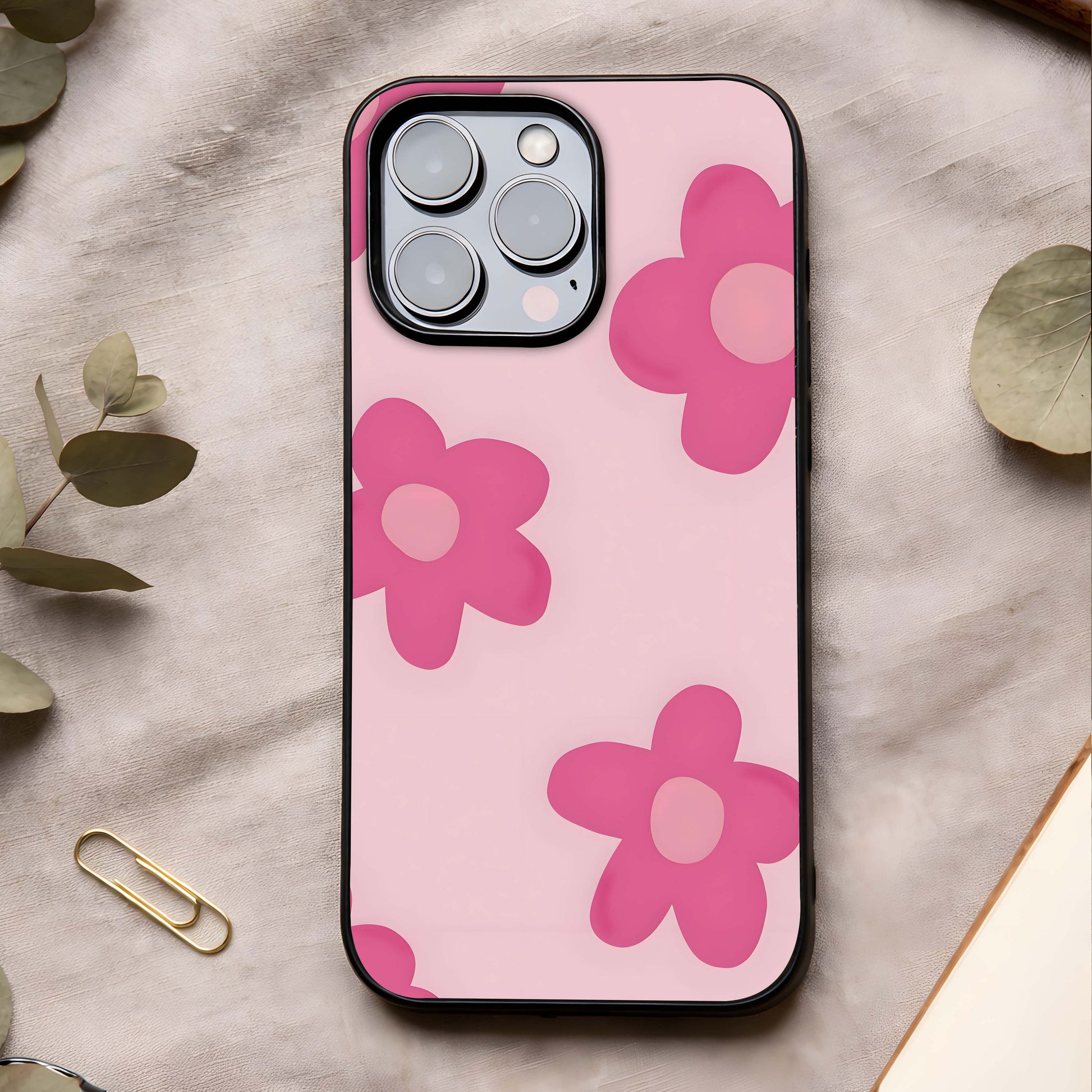 Candy Bloom Dreams Glass Case showing full back design in clean flat view with candy-colored florals and glossy glass finish.