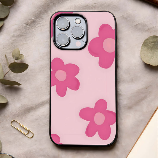Candy Bloom Dreams Glass Case showing full back design in clean flat view with candy-colored florals and glossy glass finish.