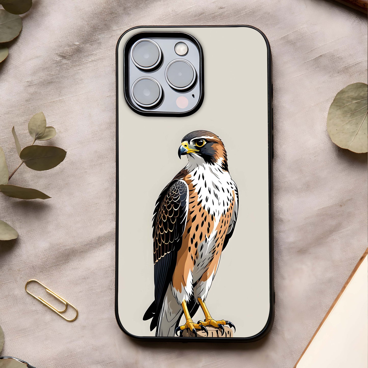 Clever Eagle Glass Case showing full back design in clean flat view with sharp eagle artwork and glossy glass finish.