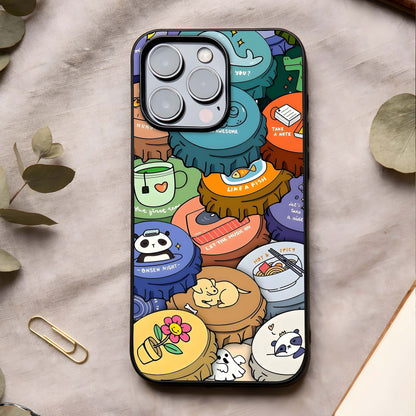 Coins Patterns Glass Case showing full back design in clean flat view with repeated coin motifs and glossy glass finish.
