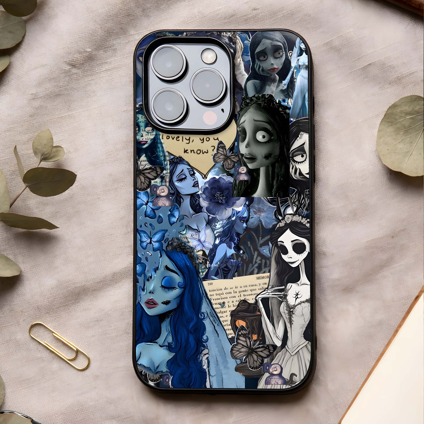 Corpse Bride Posters Glass Case showing full back design in clean flat view with cinematic poster art and glossy glass finish.