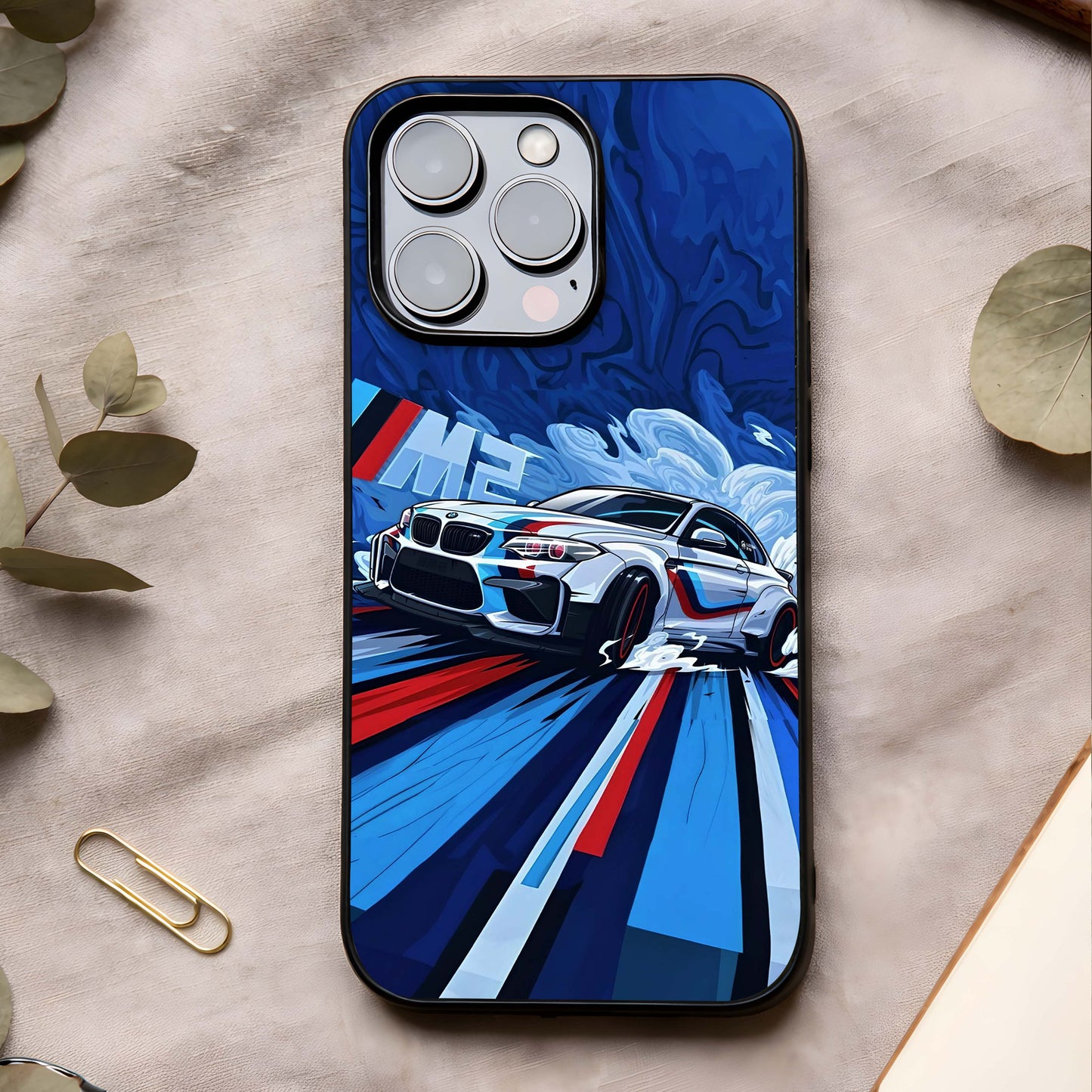 Drift Power Rush Glass Case showing full back design in clean flat view with high-speed motion styling and glossy glass finish.