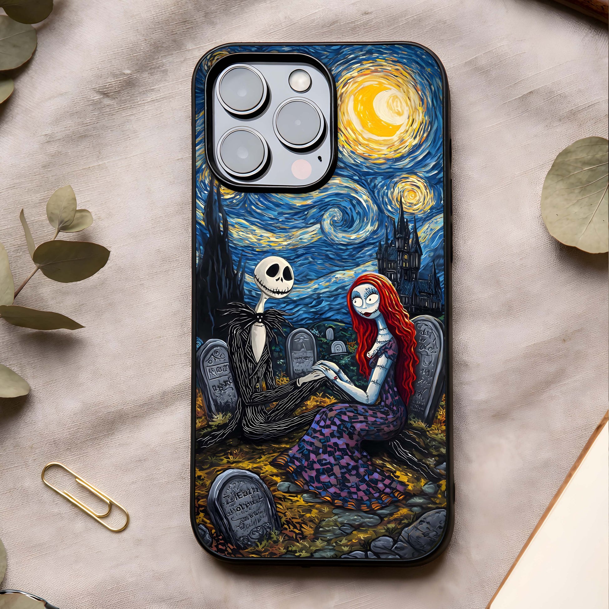 Eternal Night Love Glass Case showing full back design in clean flat view with moonlit romance and glossy glass finish.
