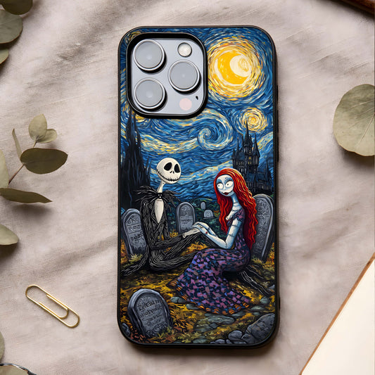 Eternal Night Love Glass Case showing full back design in clean flat view with moonlit romance and glossy glass finish.