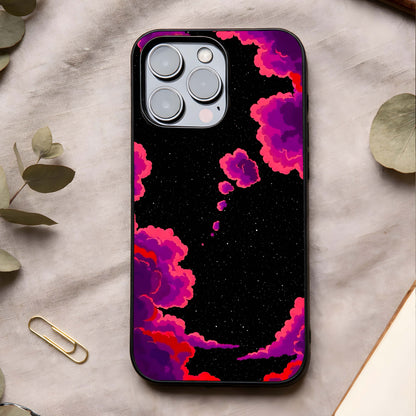 Galaxy Dream Frame Glass Case showing full back design in clean flat view with framed cosmic artwork and glossy glass finish.