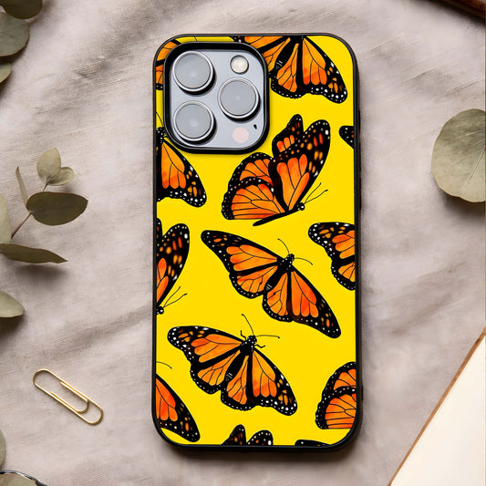 Golden Wing Flight Glass Case showing full back design in clean flat view with soaring wing art and glossy glass finish.