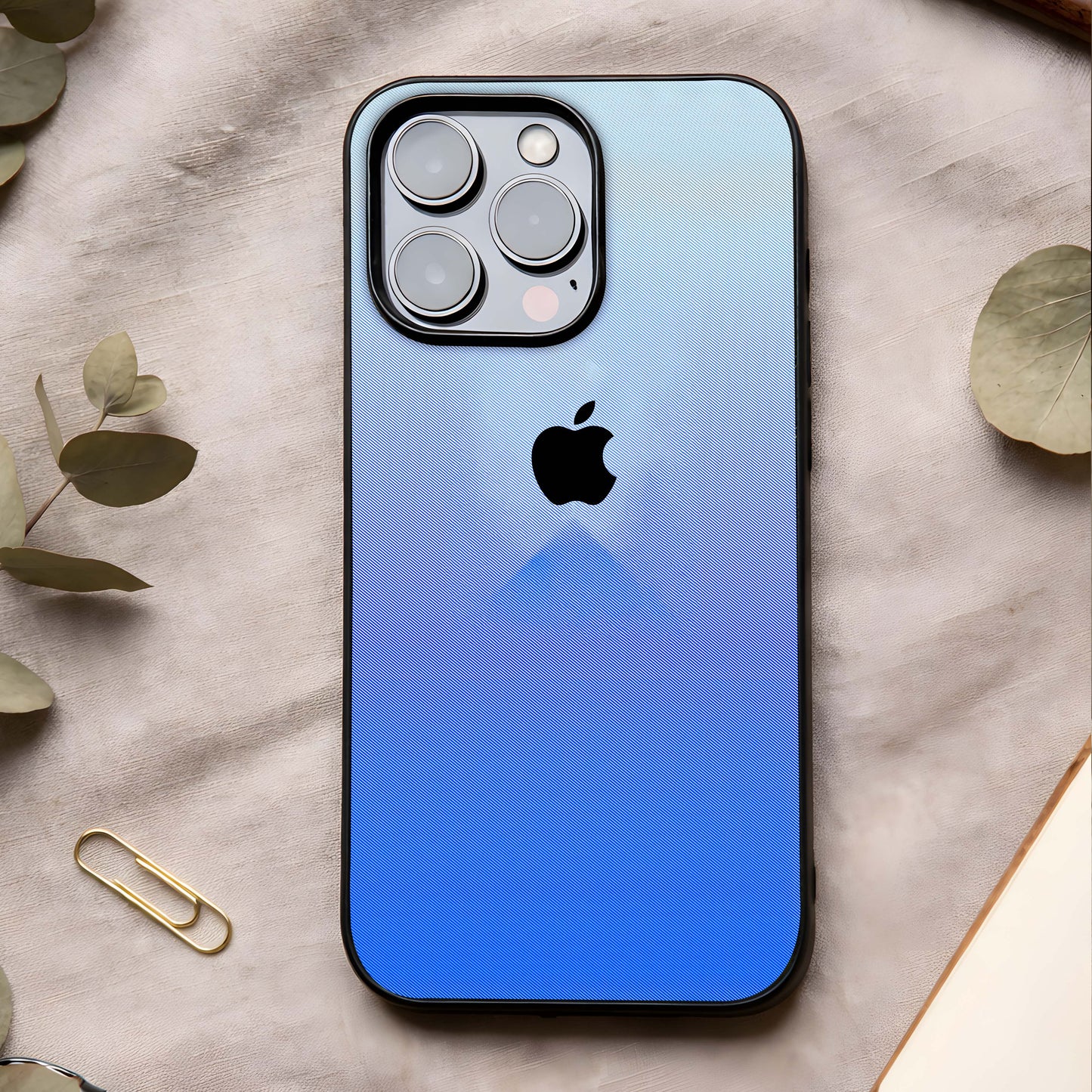 Gradient Apple Vibe Glass Case showing full back design in clean flat view with smooth gradient styling and glossy glass finish.