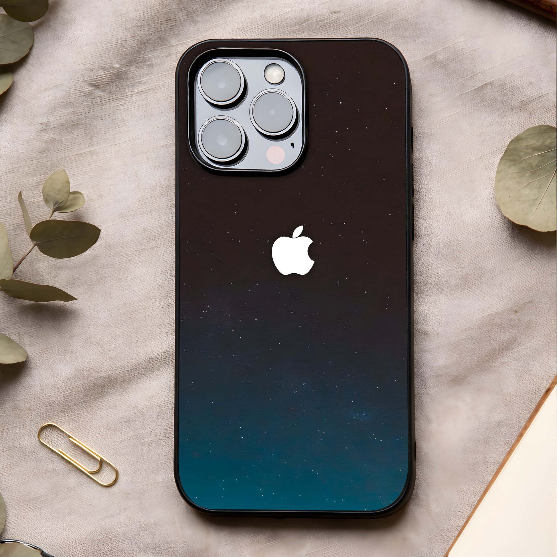 Green Emerald Apple Logo Glass Case showing full back design in clean flat view with emerald logo focus and glossy glass finish.