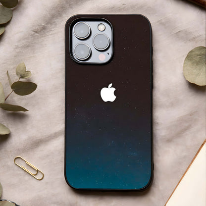 Green Emerald Apple Logo Glass Case showing full back design in clean flat view with emerald logo focus and glossy glass finish.