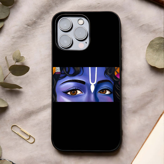 Krishna Eye Glass Case showing full back design in clean flat view with divine eye artwork and glossy glass finish.