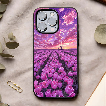 Lavender Dream Skies Glass Case showing full back design in clean flat view with soft sky gradients and glossy glass finish.