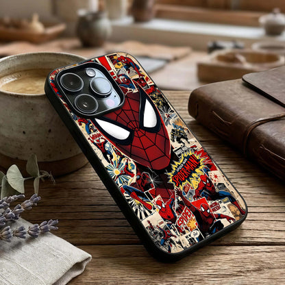 Aesthetic Wonder Spider Glass Case captured at a warm angle highlighting detailed artwork, gloss, and edge clarity.