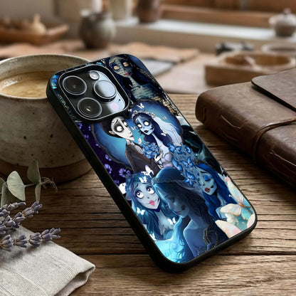 Butterfly Ghost Soul Glass Case captured at a warm angle highlighting shadowed details, gloss, and edge clarity.