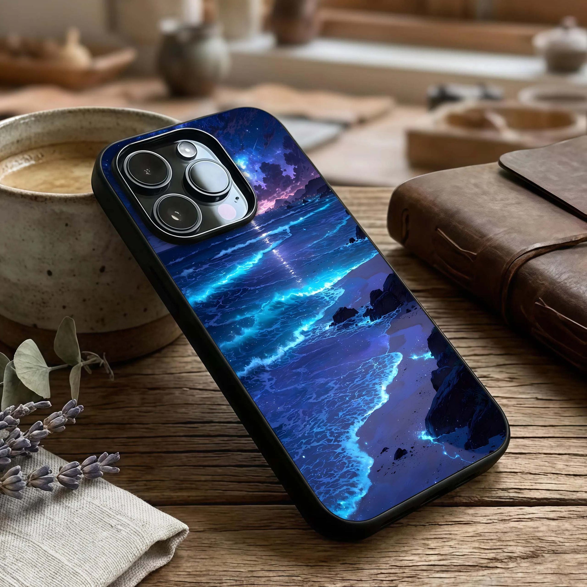 Classic Damn Look Glass Case captured at a warm angle highlighting strong contrast, gloss, and edge clarity.