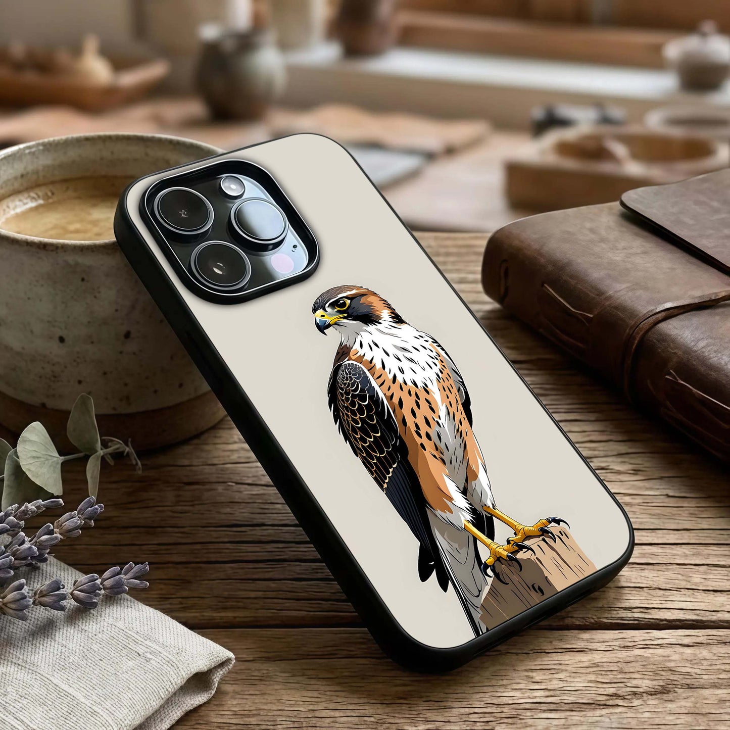 Clever Eagle Glass Case captured at a warm angle highlighting fine details, gloss, and edge clarity.