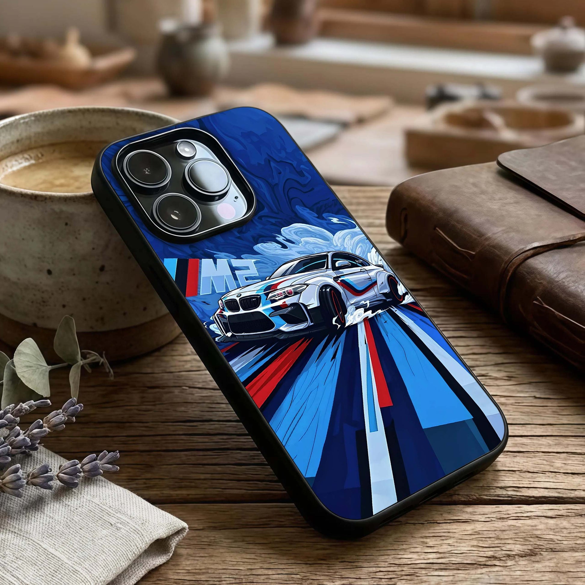 Drift Power Rush Glass Case captured at a warm angle highlighting aggressive lines, gloss, and edge clarity.