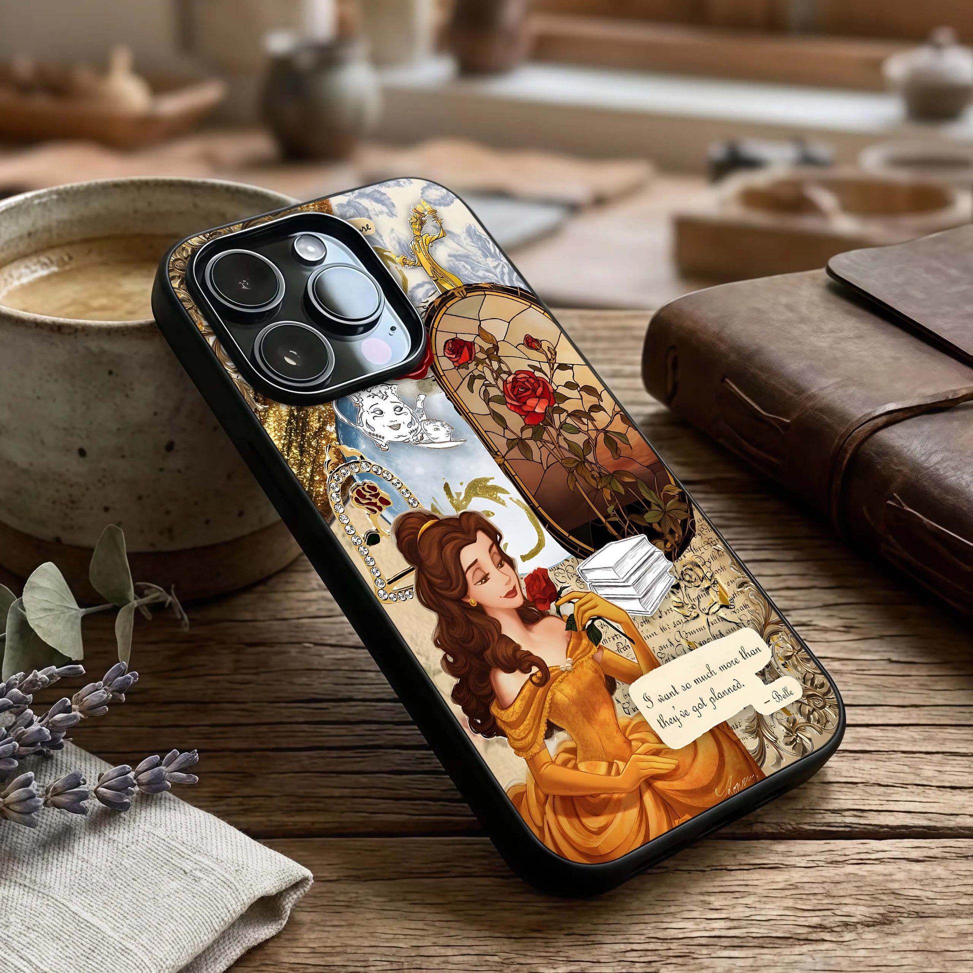 Golden Dream Belle Glass Case captured at a warm angle highlighting soft highlights, gloss, and edge clarity.
