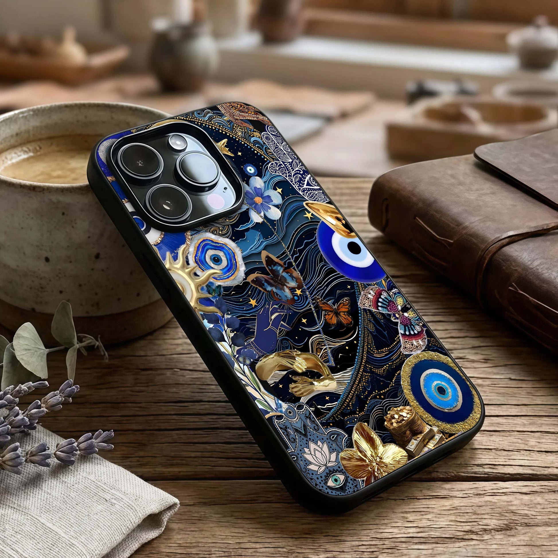 Golden Moon Magic Glass Case captured at a warm angle highlighting radiant lunar tones, gloss, and edge clarity.