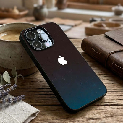 Green Emerald Apple Logo Glass Case captured at a warm angle highlighting rich green tones, gloss, and edge clarity.