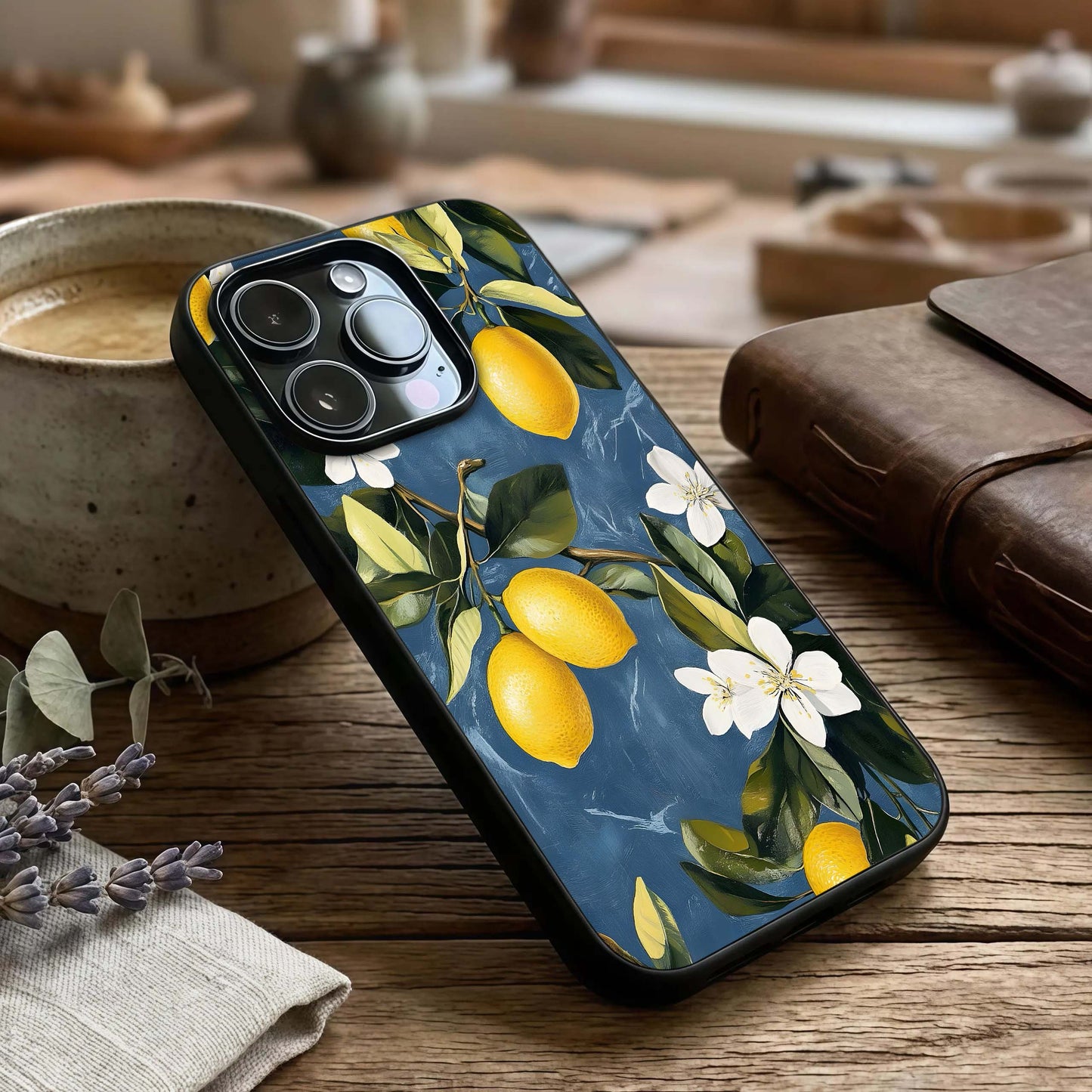 Lemon Dream Garden Glass Case captured at a warm angle highlighting bright tones, gloss, and edge clarity.