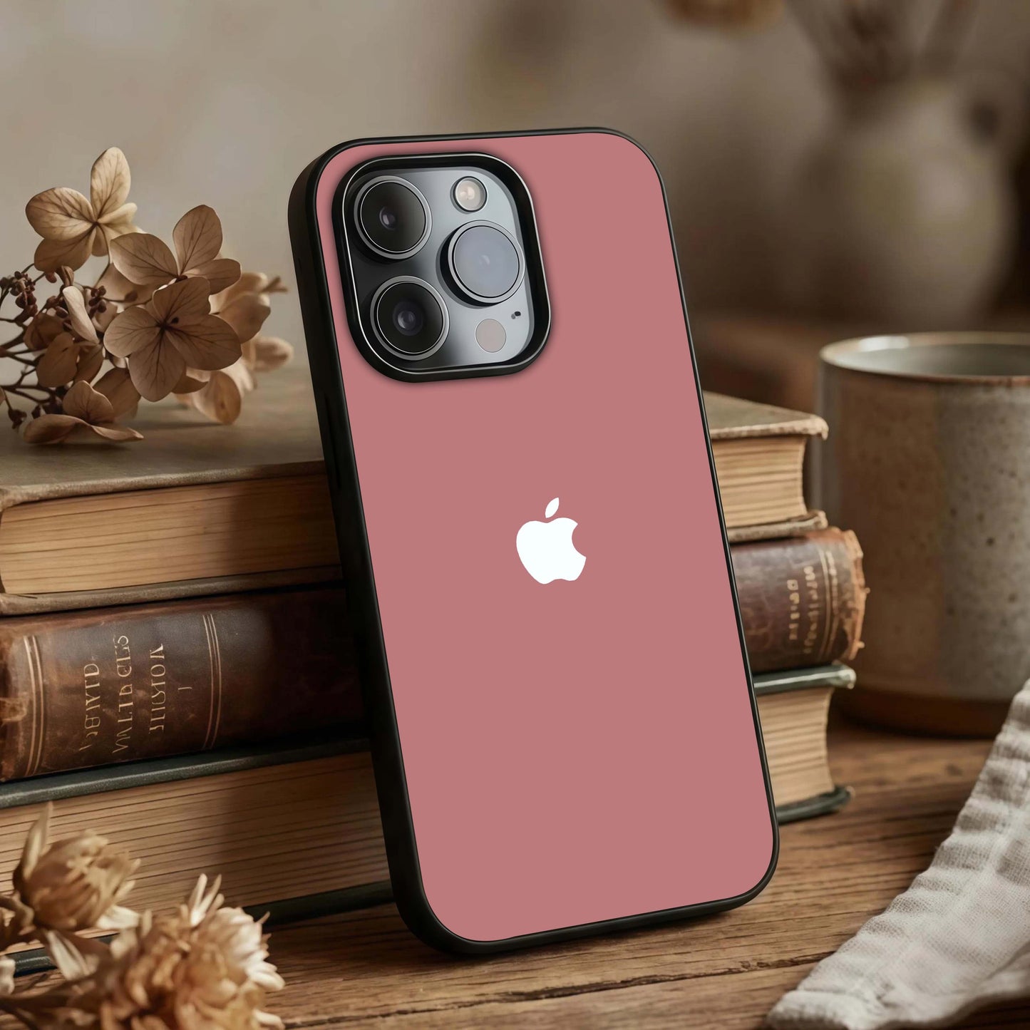 Apple Harmony Glass Case displayed upright for minimal balanced design and premium finish.