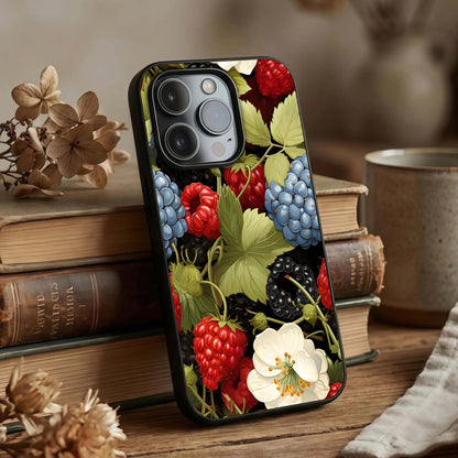 Berry Bloom Charm Glass Case displayed upright for charming floral visibility and premium finish.
