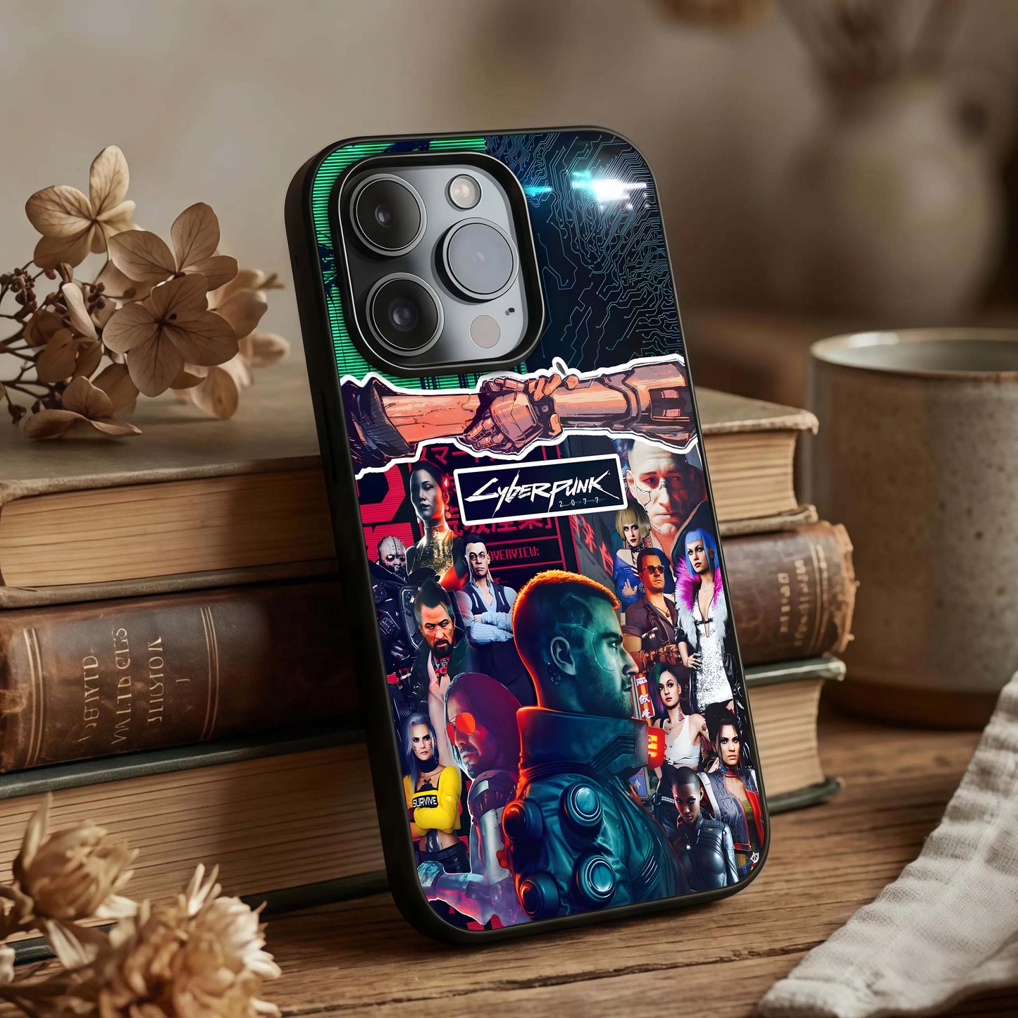Cyberpunk Legacy Glass Case displayed upright for bold tech visibility and premium finish.