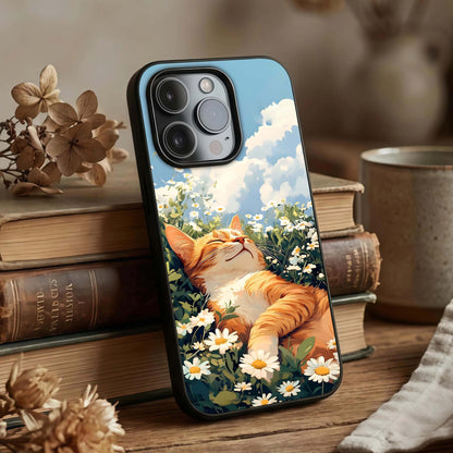 Cat & Flowers View Glass Case displayed upright for charming design visibility and premium finish.