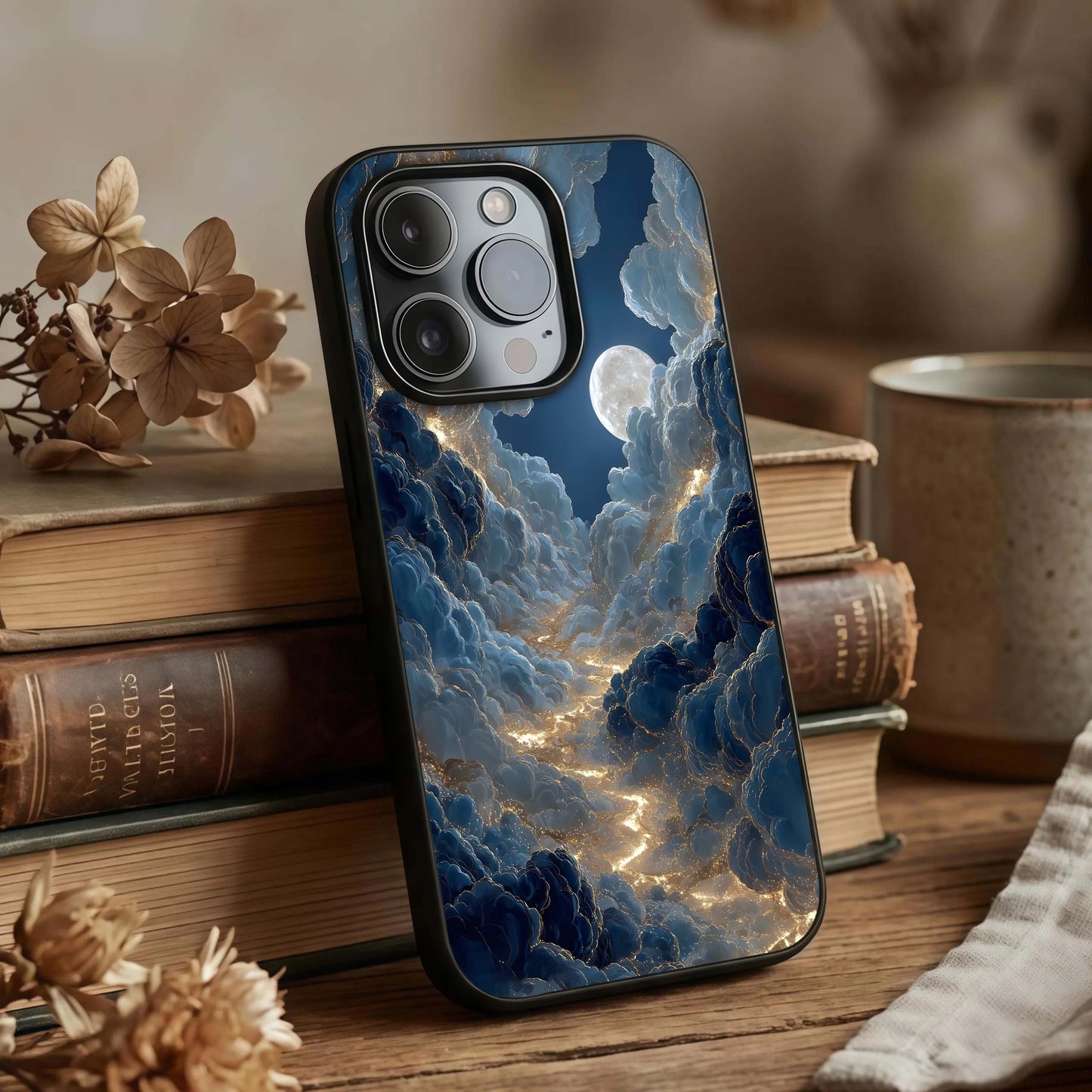 Celestial Cloud Road Glass Case displayed upright for scenic design visibility and premium finish.