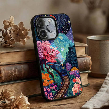 Celestial Train Journey Glass Case displayed upright for story-driven design visibility and premium finish.